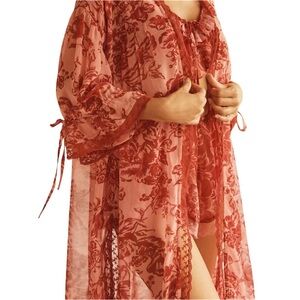 NWT Anthropologie LyreBird Lace Trim Kimono XS/S
